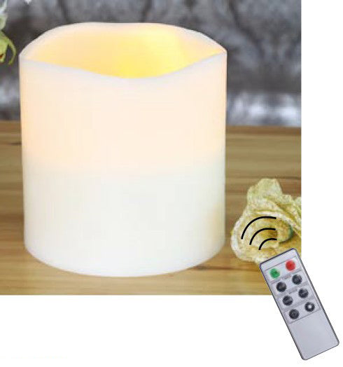 Bougie en cire LED blanche avec télécommande
 D:15 - H:15cm