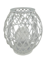 Laterne Holz aus Bambus rund mit Glaseinsatz