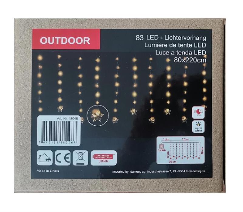 LED Lichtervorhang Outdoor 
Total 11 Stränge mit Total 83 LED 
H: 80cm B:220cm