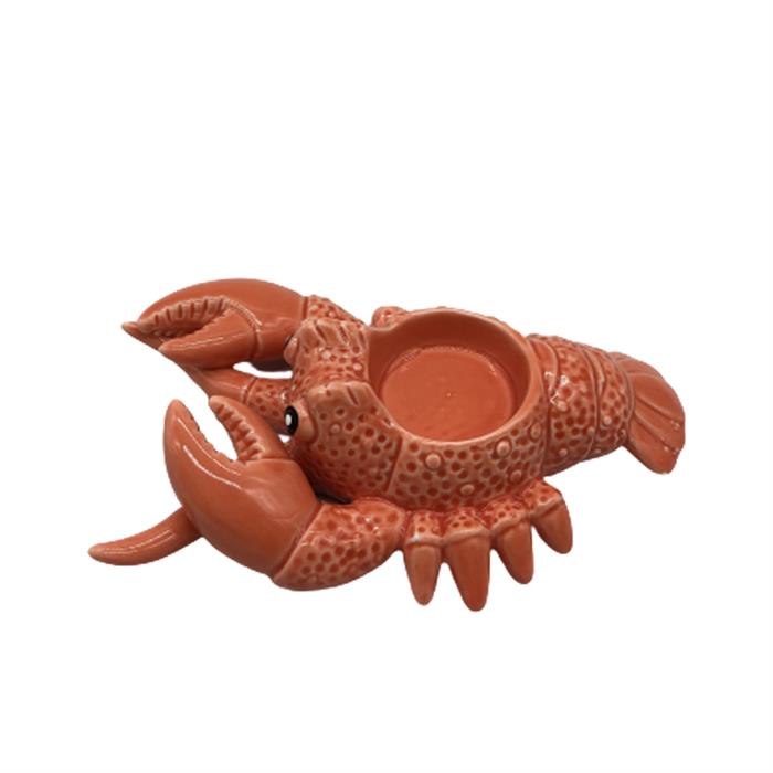 Windlicht Lobster aus Keramik 
Farbe: Rot
L:16.5cm B:10.7cm H:4.3cm