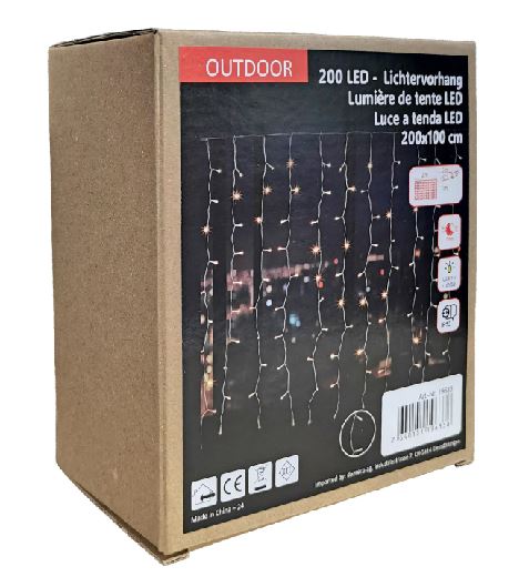 LED Lichtervorhang Outdoor mit 20 Strängen Total 200 LED B:200cm H:100cm