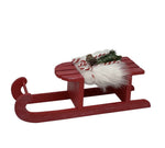 Schlitten aus Holz mit Fell und Weihnachts-Deko Farbe: Rot