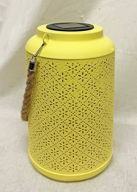 LED Solar Laterne in Gelb aus Metall D15.5cm H25.5cm