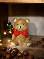 Deko FigurTeddybär sitzend hellbraun