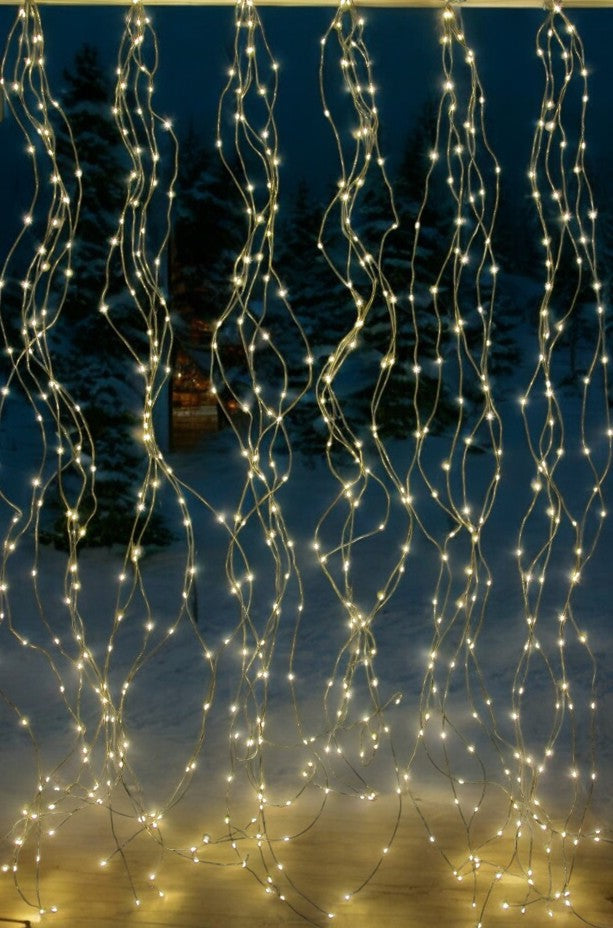 LED Lichtervorhang Outdoor 540 LED - Microlight B:75cm H:150cm warm weisses Licht