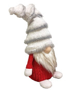 Deko Wichtel Santa stehend rot weiss mit flauschiger Mütze grau weiss