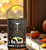 Windlicht Forest 3er Set mit Henkel aus Metall schwarz gold