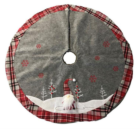 Weihnachtsbaum Rock D:90cm 
Farbe: Rot/Grau/Weiss
Design: Wichtel und Schneeflocken