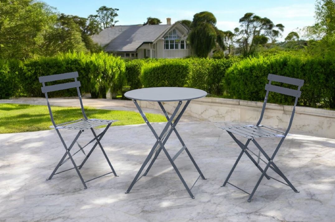 Bistro Set aus Metall Gartentisch und 2 Stühle Farbe: anthrazit matt