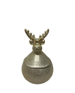 Deko Dose Elch H12.4cm Farbe: matt gold/silber