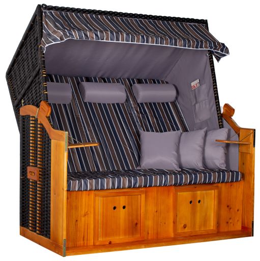 Strandkorb "Ostsee" XXL gestreift anthrazit/braun