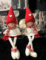 Deko Figur Mädchen weiss rot Kantenhocker mit Laterne in der Hand H52cm