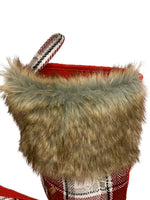 Weihnachtsstiefel Santa H:40cm B:27cm Farbe: Rot/Weiss Karo