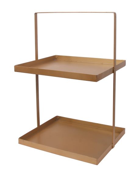 Etagere mit 2 Ablagen 
aus Metall in Gold 
L25cm x B30cm x H45cm