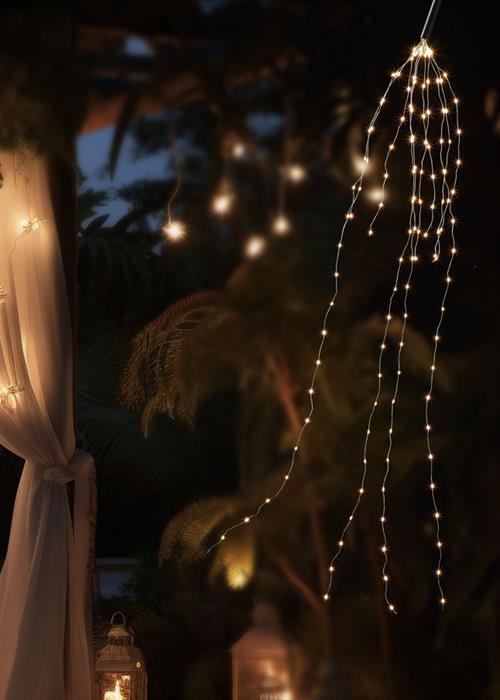 LED Outdoor Lichterkettenstrang 
125 LED, L: 100cm, silber Draht
Warm weiss Licht
