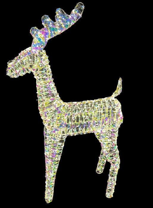 LED Rentier Candy Outdoor aus Metall mit 960 Micro LED Farbige PET Streifen