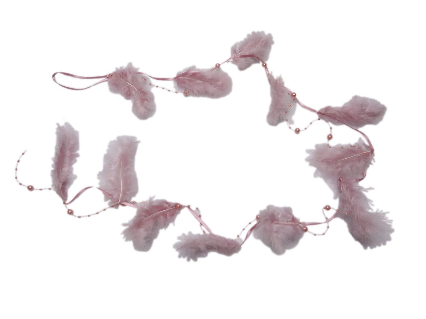 Girlande mit 10 Federn und 
Perlenkette Länge 125cm
Farbe: rosa