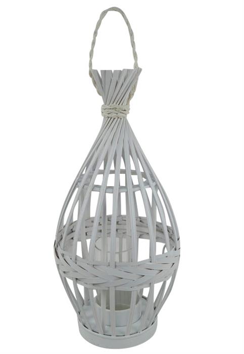 Laterne aus Bambus mit Glaseinsatz und Kordel