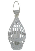 Laterne aus Bambus mit Glaseinsatz und Kordel