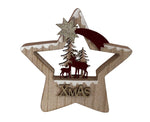 Deko Aufsteller Stern mit Rentier und Wald aus Holz