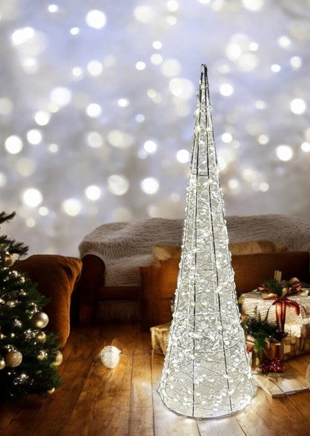 LED Kegel weiss Outdoor aus Metall mit 300 LED Micro Light Grösse 16x16x60cm