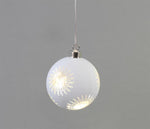 LED Glas Kugel silber mit Sternen mit 8 LED D10cm