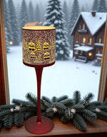 Windlicht Kelch aus Glas Bergdorfmotiv rot weiss