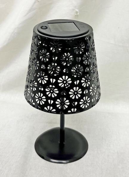 LED Solar Tischleuchte aus Metall in Schwarz D13cm x H25cm