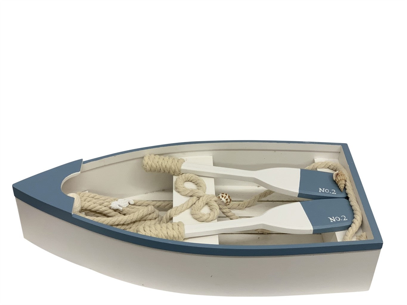 Deko Ruderboot Holz Farbe: Weiss/Blau B:8cm L:19.5cm H:40.5cm