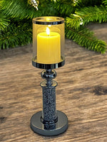 Windlicht Kelch aus Metall gefüllt mit Strasssteinen H41.5cm