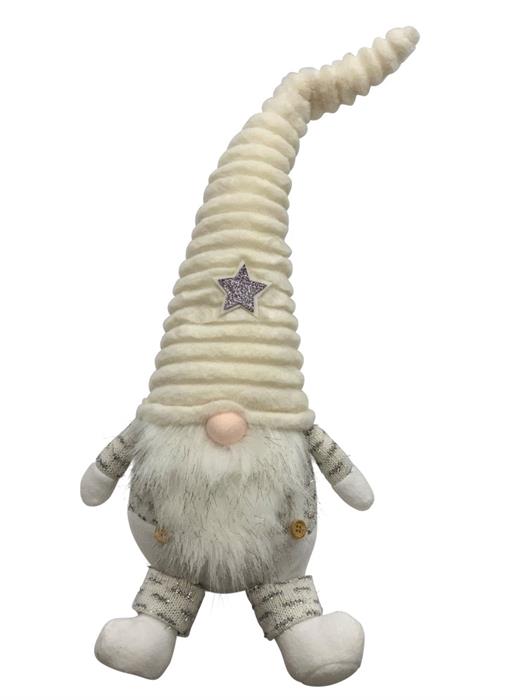 Deko Wichtel Santa sitzend L:16cm B:21cm H:63cm Farbe: Weiss