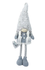 Deko Wichtel Santa Mädchen 
stehend Farbe: Weiss / Grau 
L6cm x B17cm x H66cm