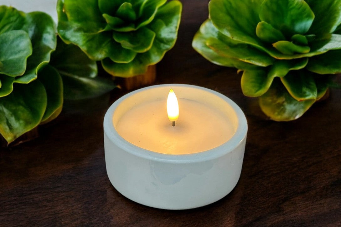 LED Kerze im Zement Topf Farbe: blau