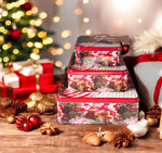 Guetzlidosen 3er Set viereckig mit XMAS Motiv Zuckerstange und Guetzli Weissblech