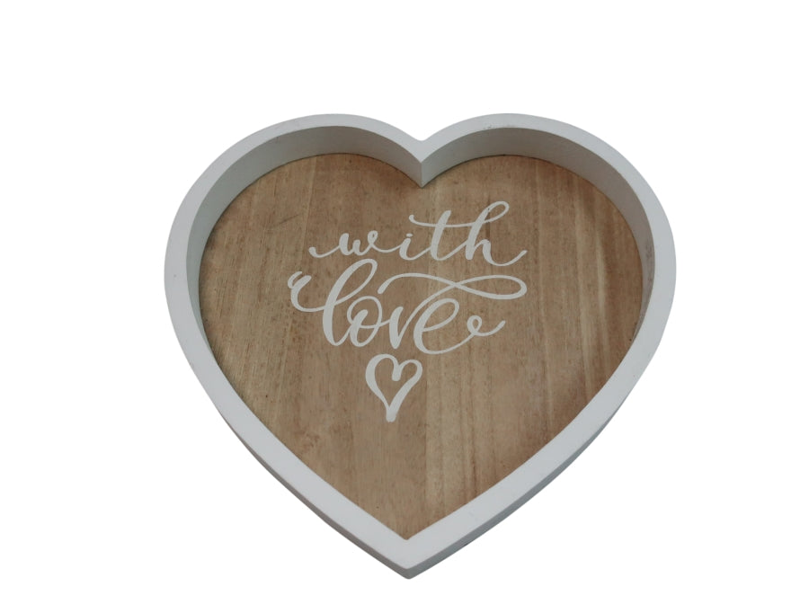 Tablett aus Holz Herzförmig D:24cm
Farbe: Braun/Weiss
D:24cm H:2.5cm