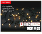 LED Outdoor Lichterkette 420 LED
Warm weisses Licht
L: 25m - Kabelfarbe: Grün