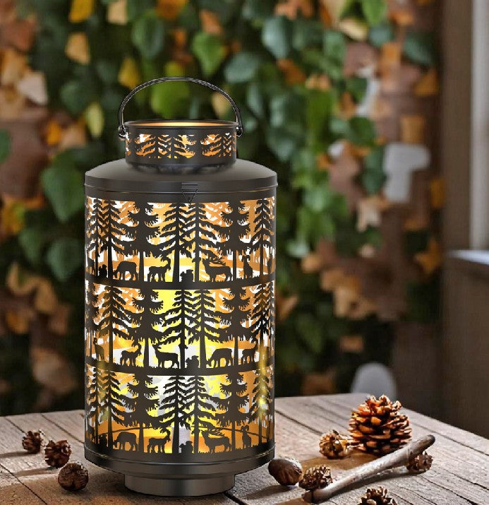 Laterne Forest 3er Set aus Metall Schwarz gold