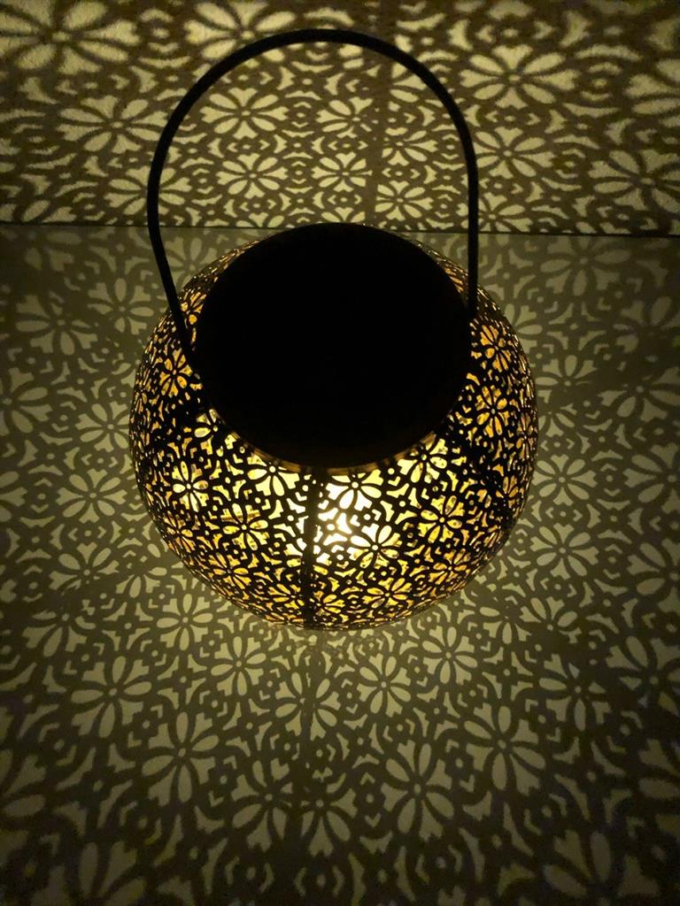 LED Solar Laterne Metall rund mit 1 LED Farbe: Bronze D:19.5cm H:18cm