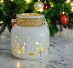 Windlicht aus Glas mit Kordel - Weiss/Gold H: 12cm D: 12cm