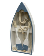 Deko Ruderboot Holz Farbe: Weiss/Blau B:8cm L:19.5cm H:40.5cm