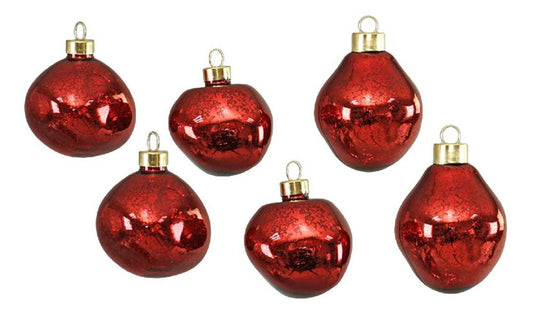 Weihnachtskugel Glas organic 6er Set dunkel rot mercury D6-7cm