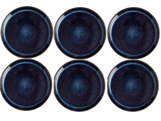 Piatti colazione e dessert Bitz 6 pezzi, nero/blu scuro