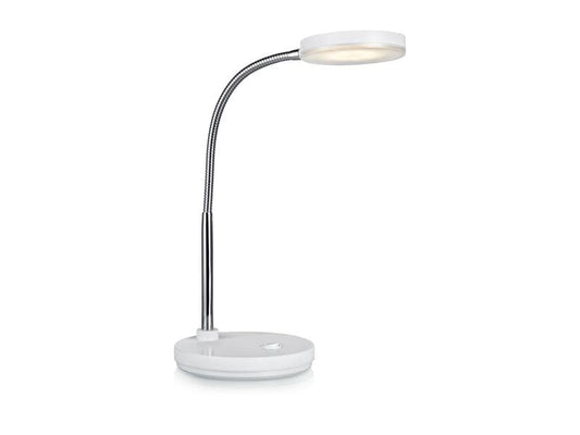 Lampada da tavolo Markslöjd Flex, 3000K, 5W, bianco/cromo