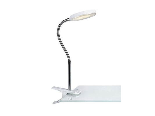 Lampada da scrivania Markslöjd Flex Clip, 3000K, 5W, bianco/cromo