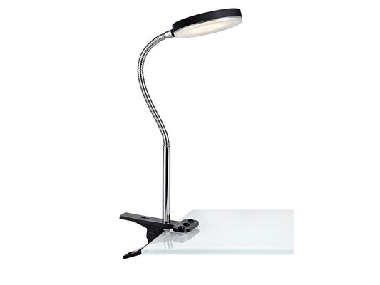 Lampada da scrivania Markslöjd Flex Clip, 3000K, 5W, nera/cromo