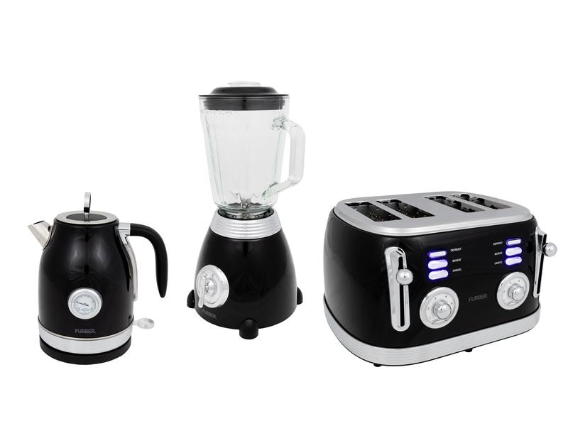 FURBER Wasserkocher, Standmixer und Toaster Set Brando Schwarz