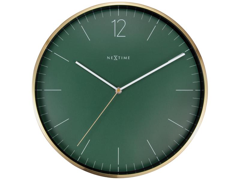 NeXtime Wanduhr Essential Forest Green Ø 34 cm Gold/Grün