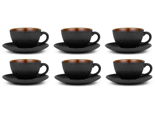 Bitz Kaffeetasse 240 ml, 6 Stück, Braun/Schwarz