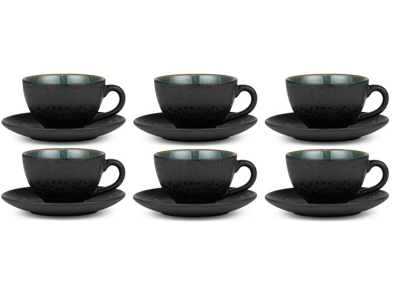 Tasses à café Bitz 240 ml, lot de 6, vert/noir 