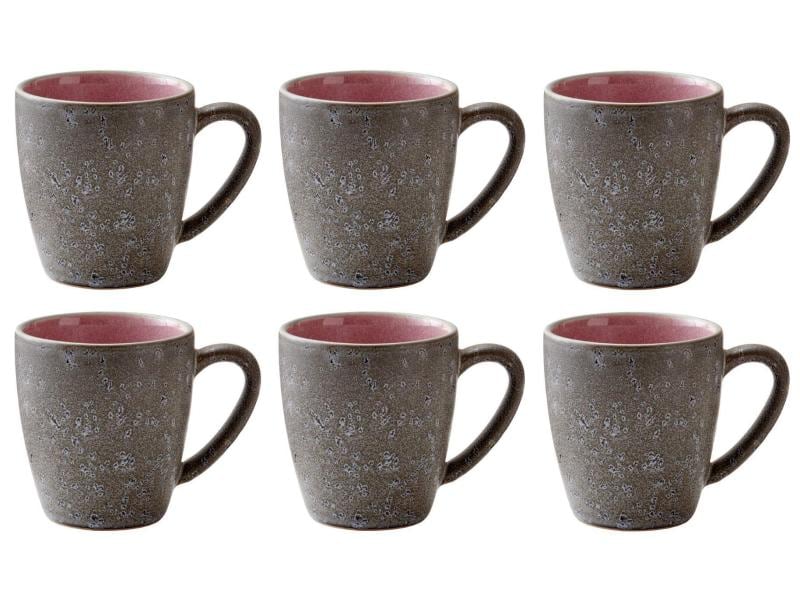 Tasses à café Bitz 190 ml, lot de 6, gris/rose 